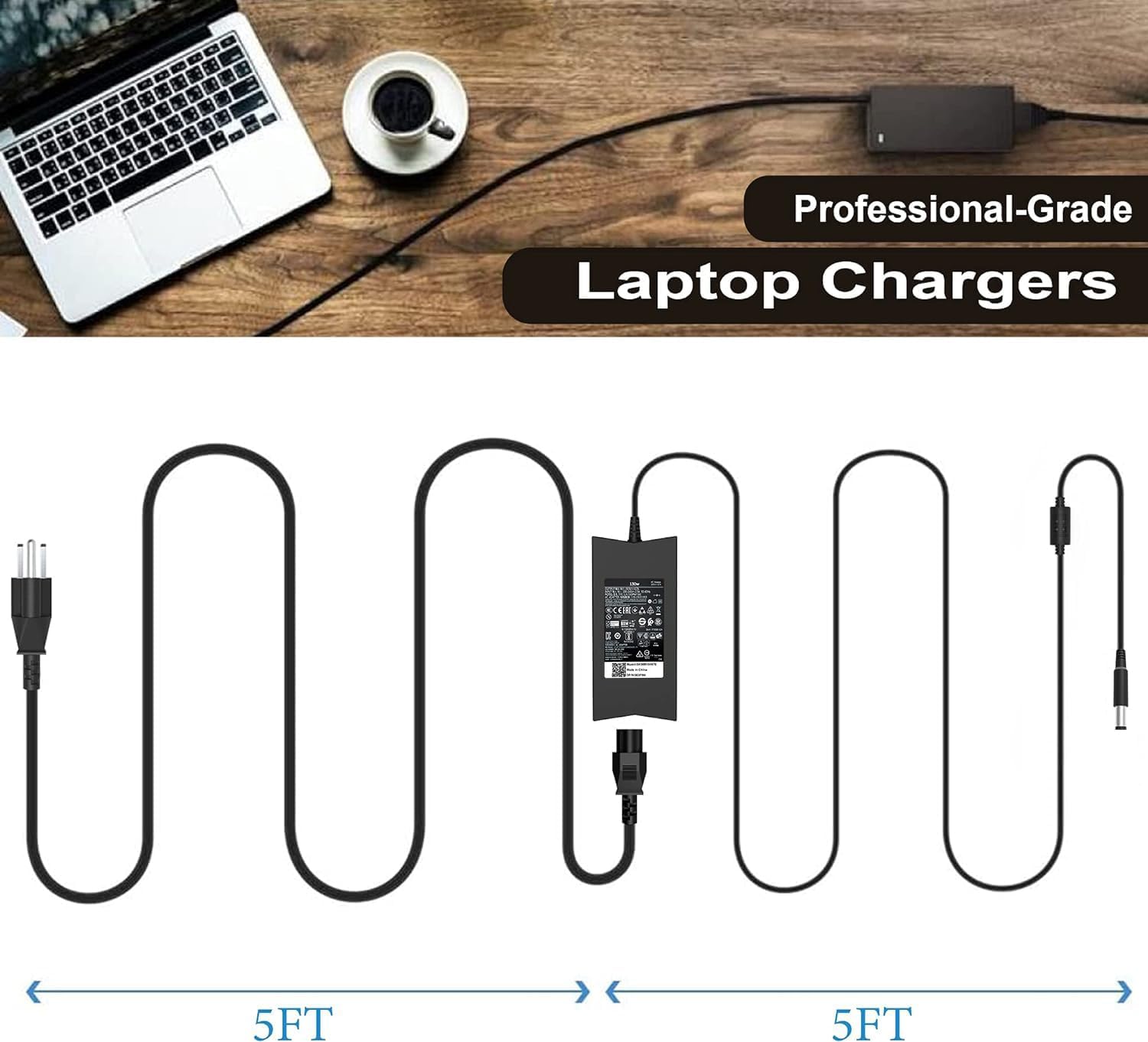 SZGUDULO 130W Laptop Charger Compatible with Dell XPS 15 Inspiron 7559 Precision 5510 Docking Station Power Cord PA-4E (2Tips 7.4 and 4.5mm)