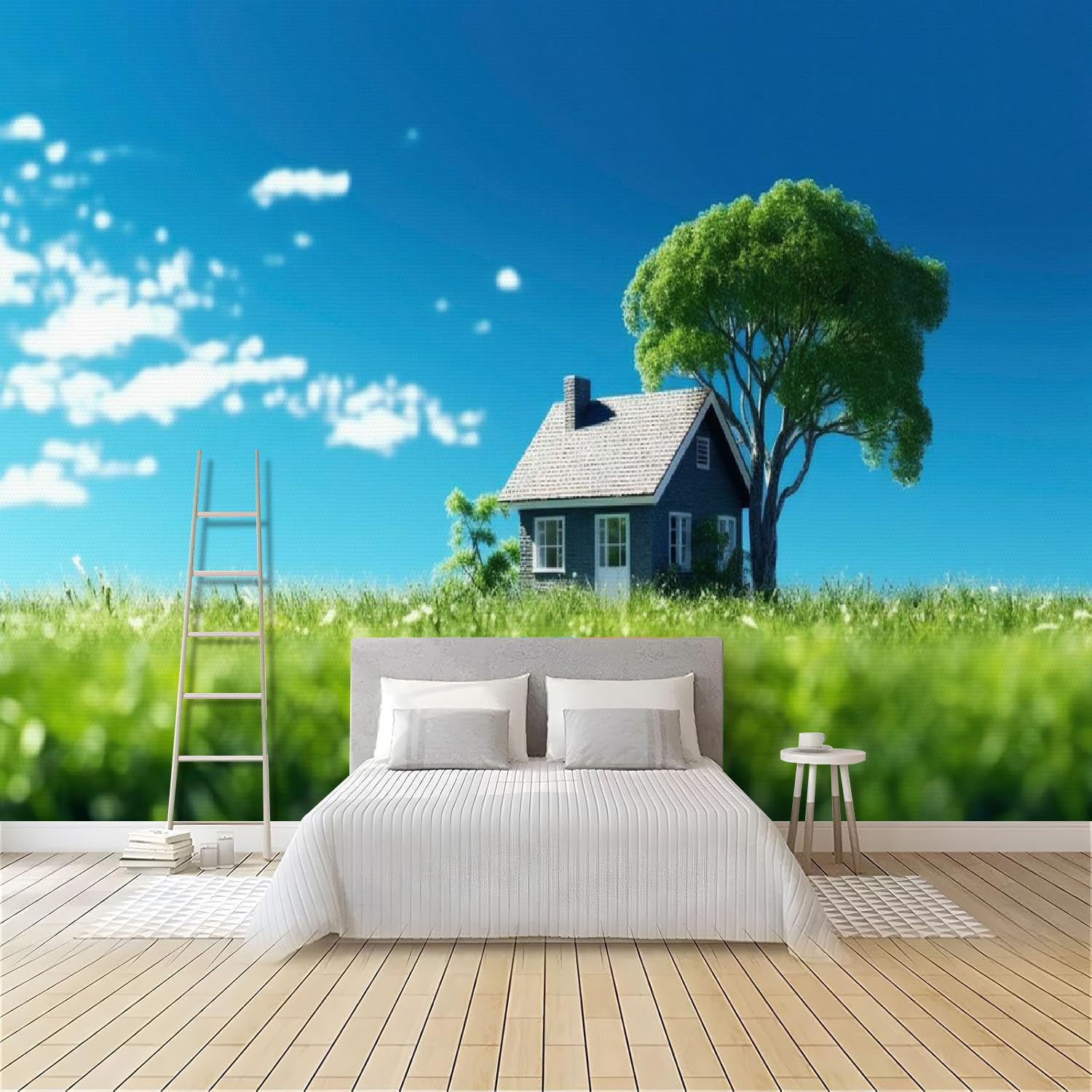 Carta Da Parati Prato 250x175 cm Fotomurali Non Tessuto Effetto 3D Campagna Paesaggio Decorazione Poster Arte Murale per Soggiorno Camera Letto Sala Ufficio F-282