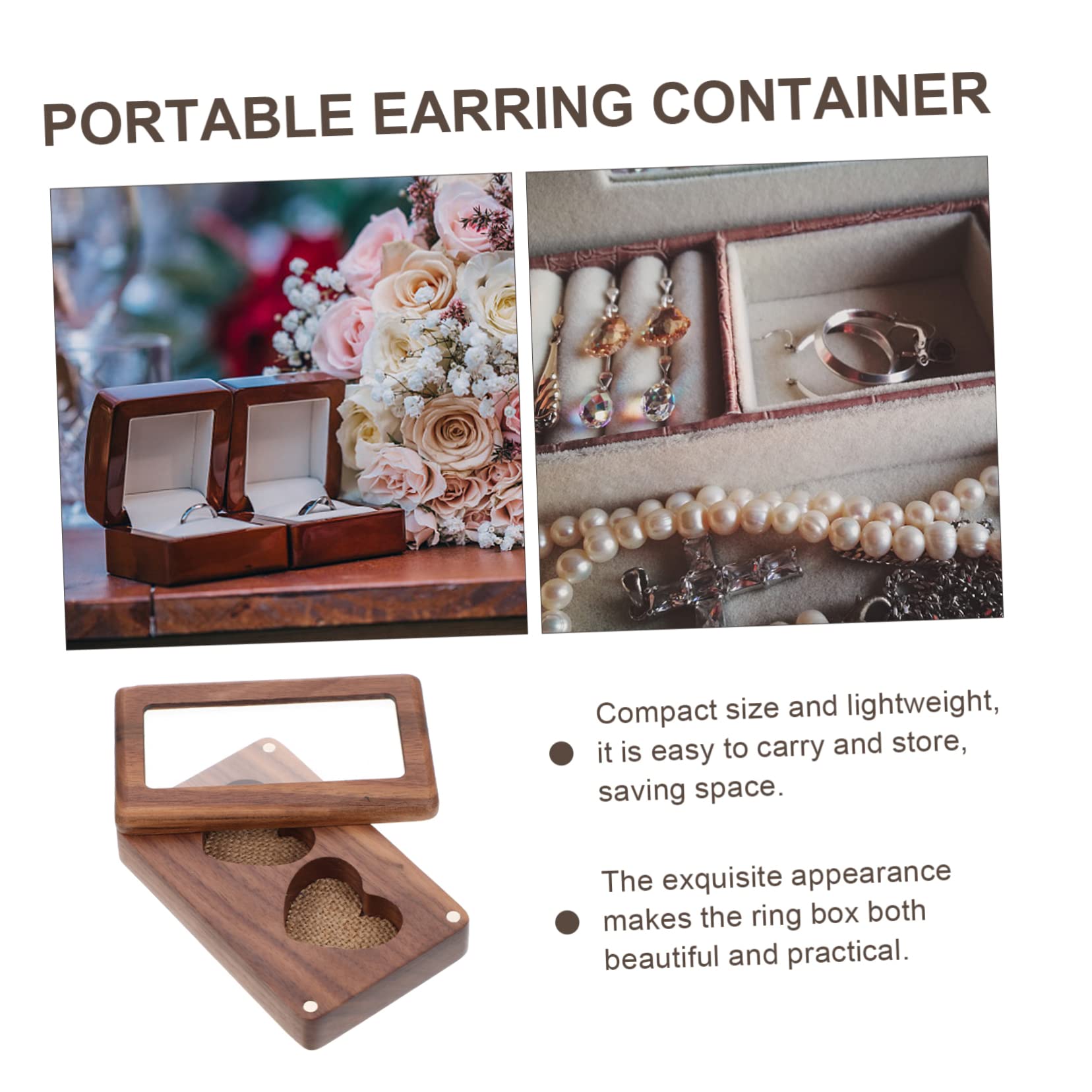 ABOOFAN Caja De 3 Piezas Caja Para Presentación De Joyas Almohada Para Anillo De Boda Cestas De Madera Para Soporte Para Anillos De Boda Para Ceremonia Vitrina De Baratijas