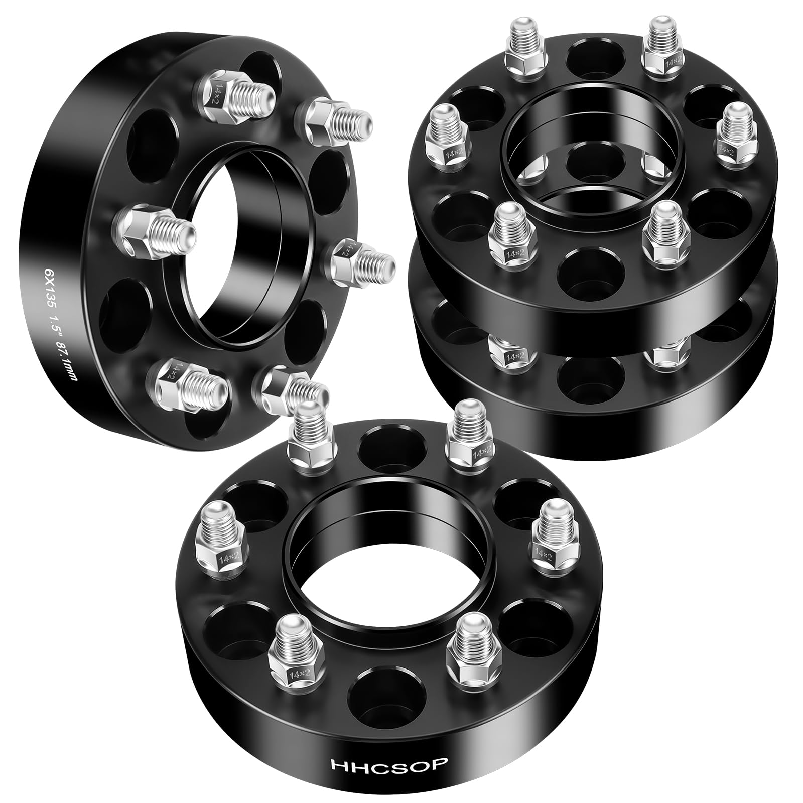 HHCSOP 6x135 Wheel Spacers 1.5 inch Fits for 2004-2014 Ford F150 Expedition Lincoln Navigator 38mm M14x2.0 Studs 87.1mm Hub Bore 6 Lug 1.5" Wheel