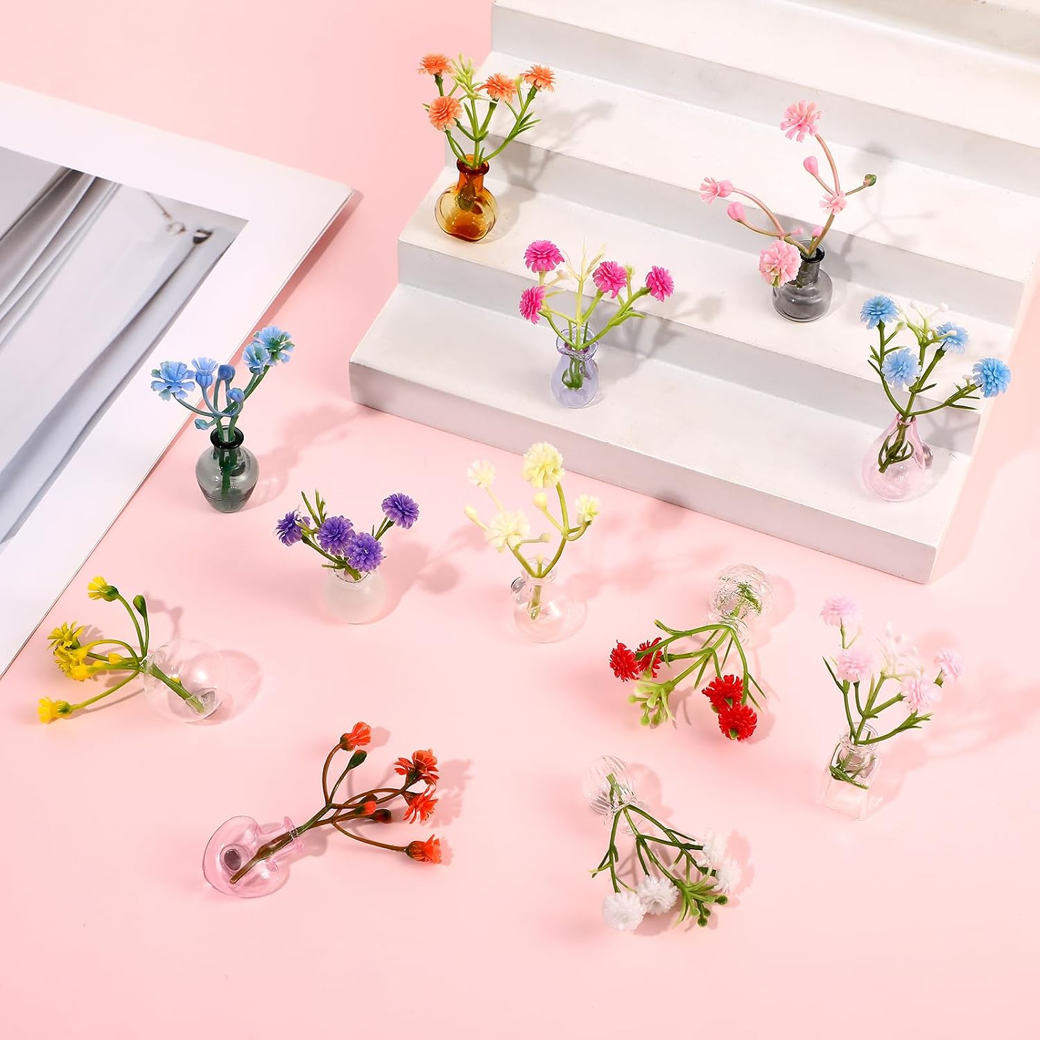 12 Pack Mini Vase Magnets for Fridge Cute Tiny Glass Vase Fridge Magnets Flower Pot Magnet Refrigerator Accessories for Kitchen Office Locker Whiteboard image 4