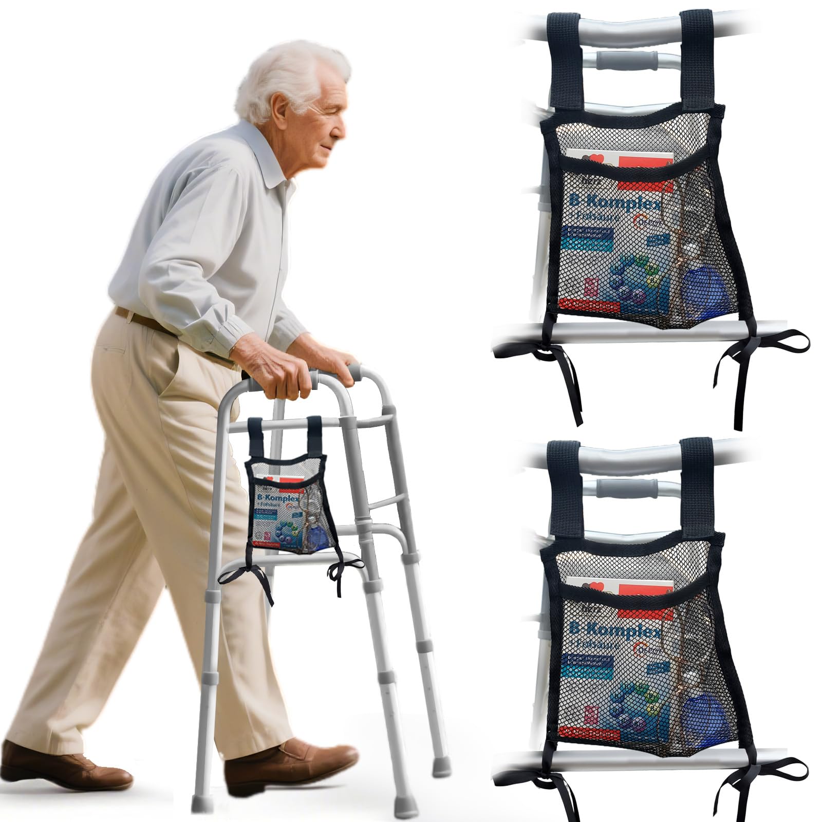 Snapklik.com : Aliseniors 2 Pack Walker Side Bag, Lightweight Folding ...