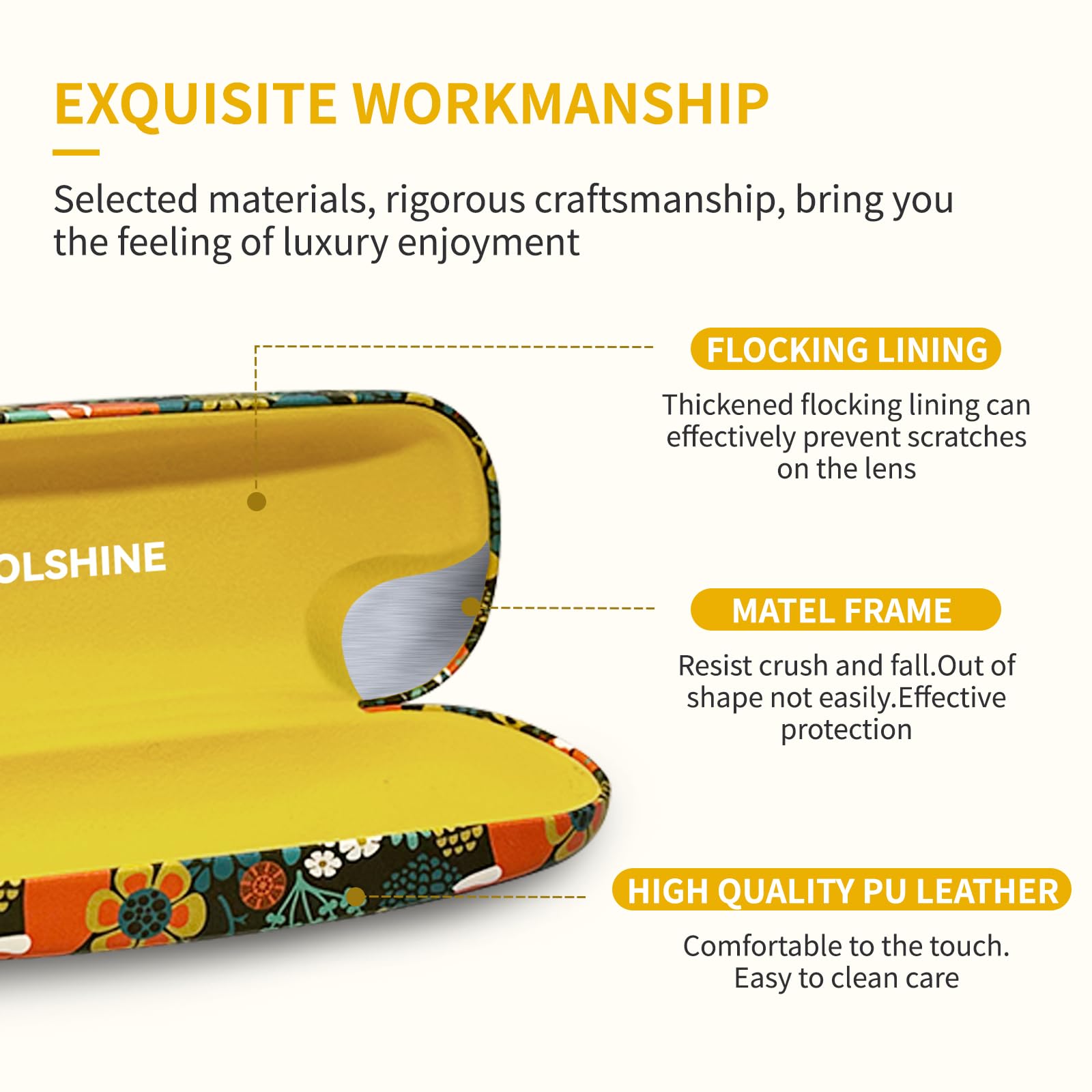 molshine Hartschalen-Brillenetui aus PU-Leder,tragbares Reise-Brillentasche für Männer,Frauen,Mädchen,Reisen,Studium,Arbeit