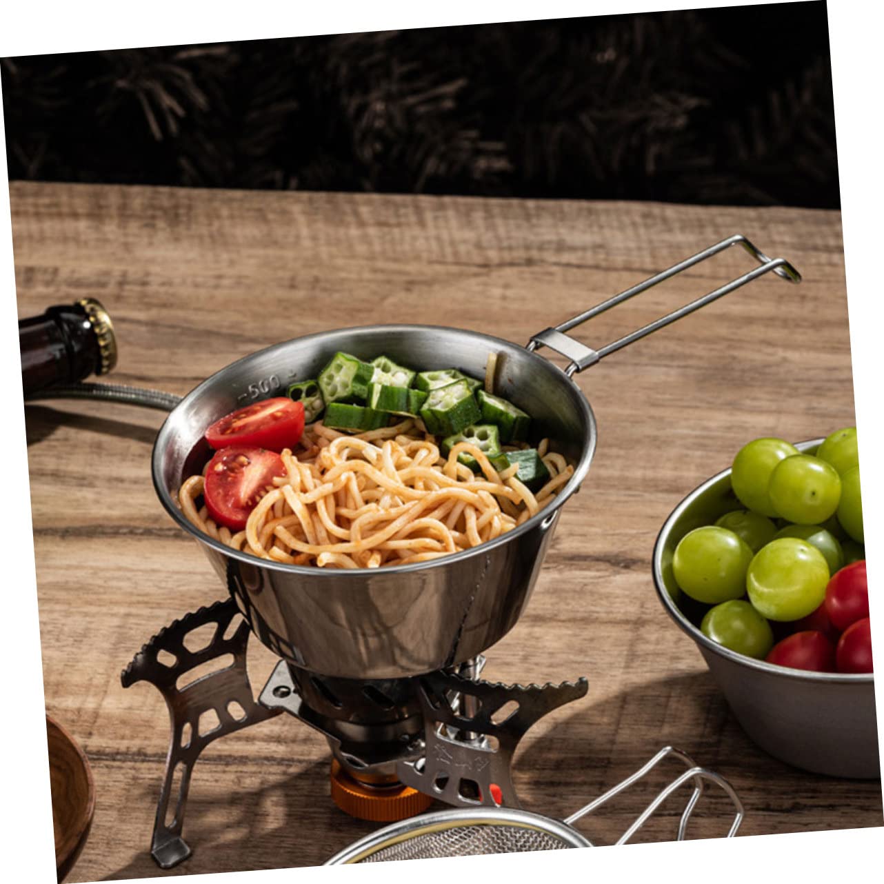 UPKOCH Camping Schalen Rostfreie Multizweck Schalen mit Tragetasche Faltbare Camping Geschirr für Outdoor Aktivitäten und Robust für Picknick und Kochgeschirr