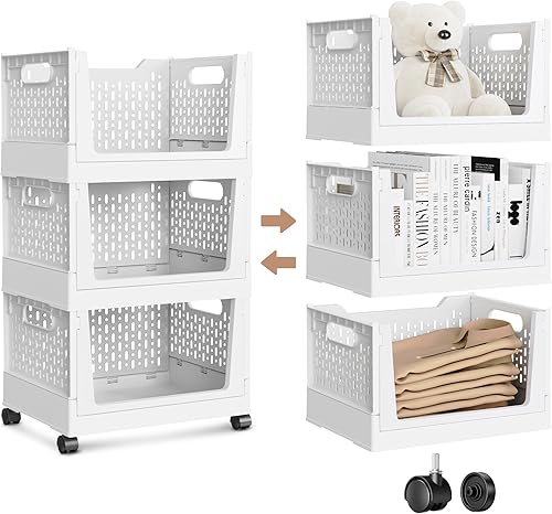 Contenedores de almacenamiento apilables, organizadores plegables de armario y cajas de almacenamiento, estantes de plástico, contenedor organizador