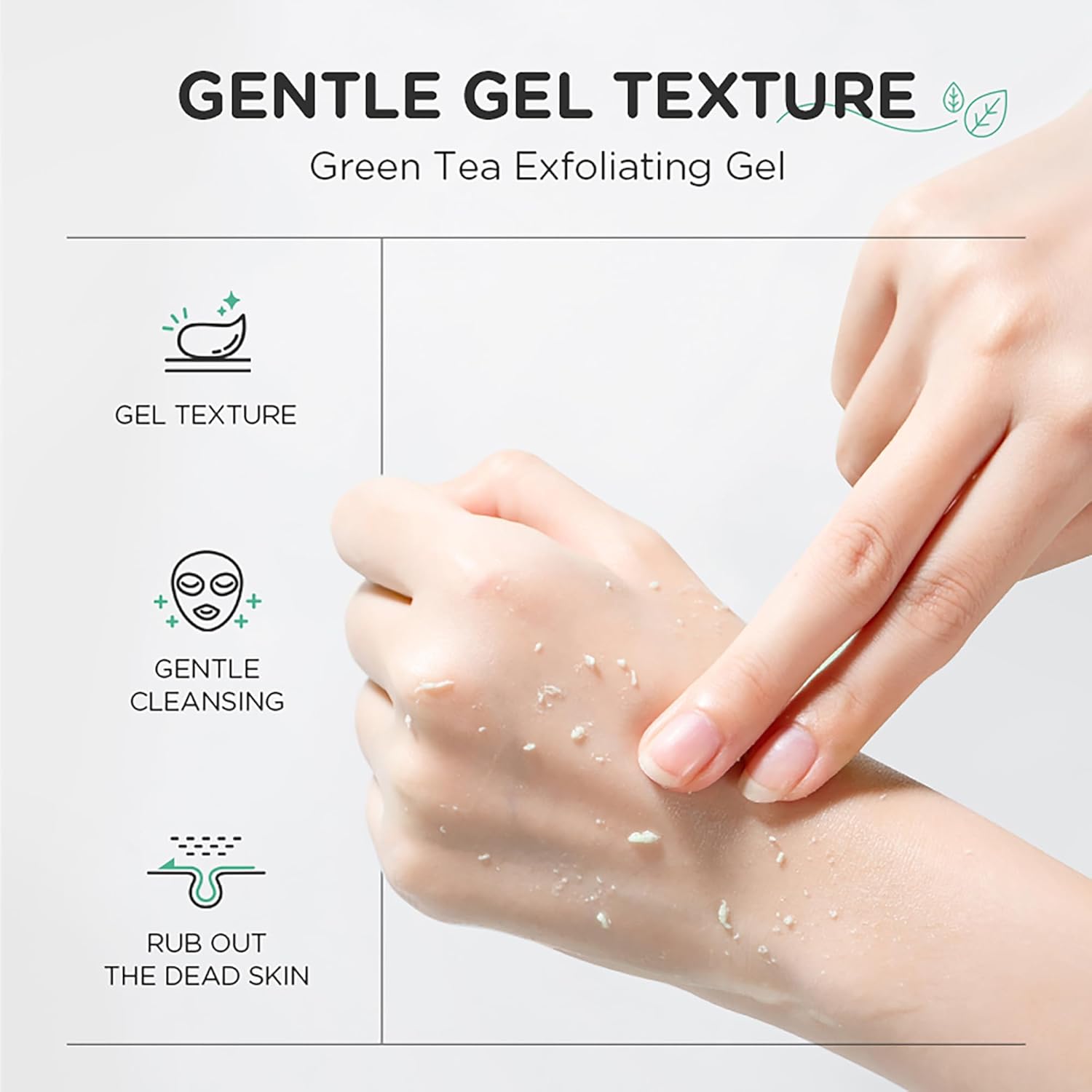 AKARY Green Tea Exfoliating Gel, Moisturizer Face Body Scrub, Deep Cleansing Moisturizing & Rejuvenating Facial Exfoliator, Refined Pore, Smooth, Refreshing & Oil Control Peeling Gel Face Scrub,1.75oz - Image 5