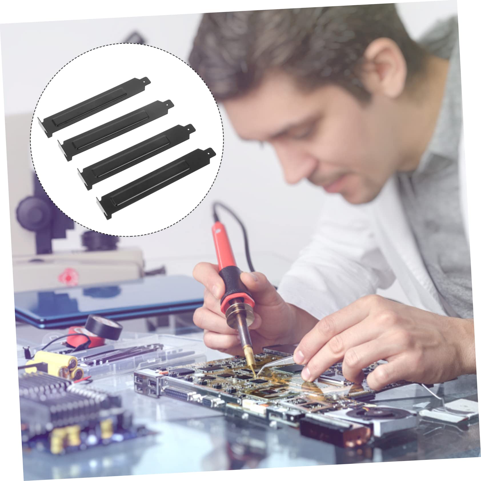 UKCOCO 20Pcs Black Stainless Steel Pci Slot Covers, Desktop Pc Case Blanking Plates for Dust Prevention and Ventilation