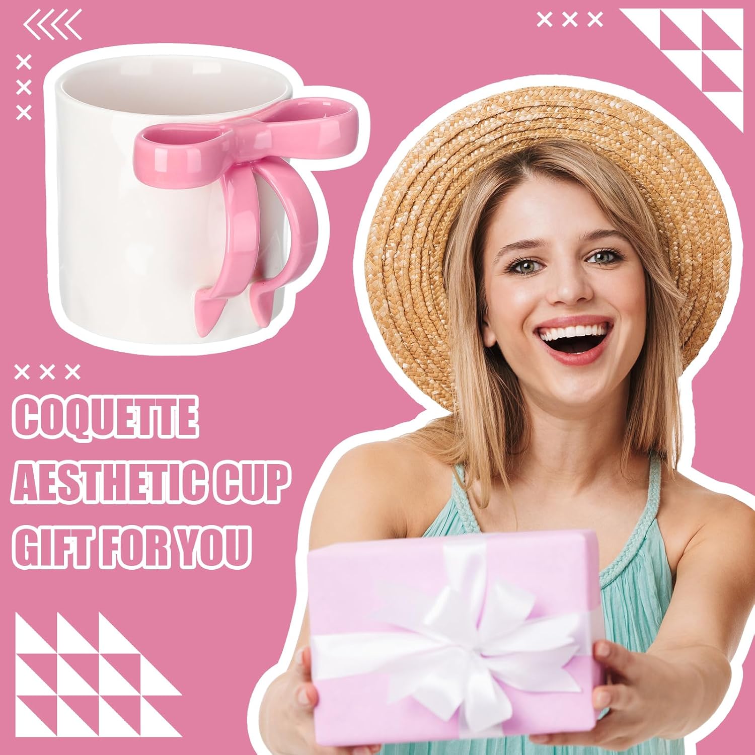 12oz Christmas Coquette Pink Bow Ceramic Coffee Mug for Valentine's Day Pink Mug with Bow Handle for Women Coquette Coffee Cup Cute Birthday Porcelain Cup for Christmas Women Mothers Day Bachelor Gift - Image 6