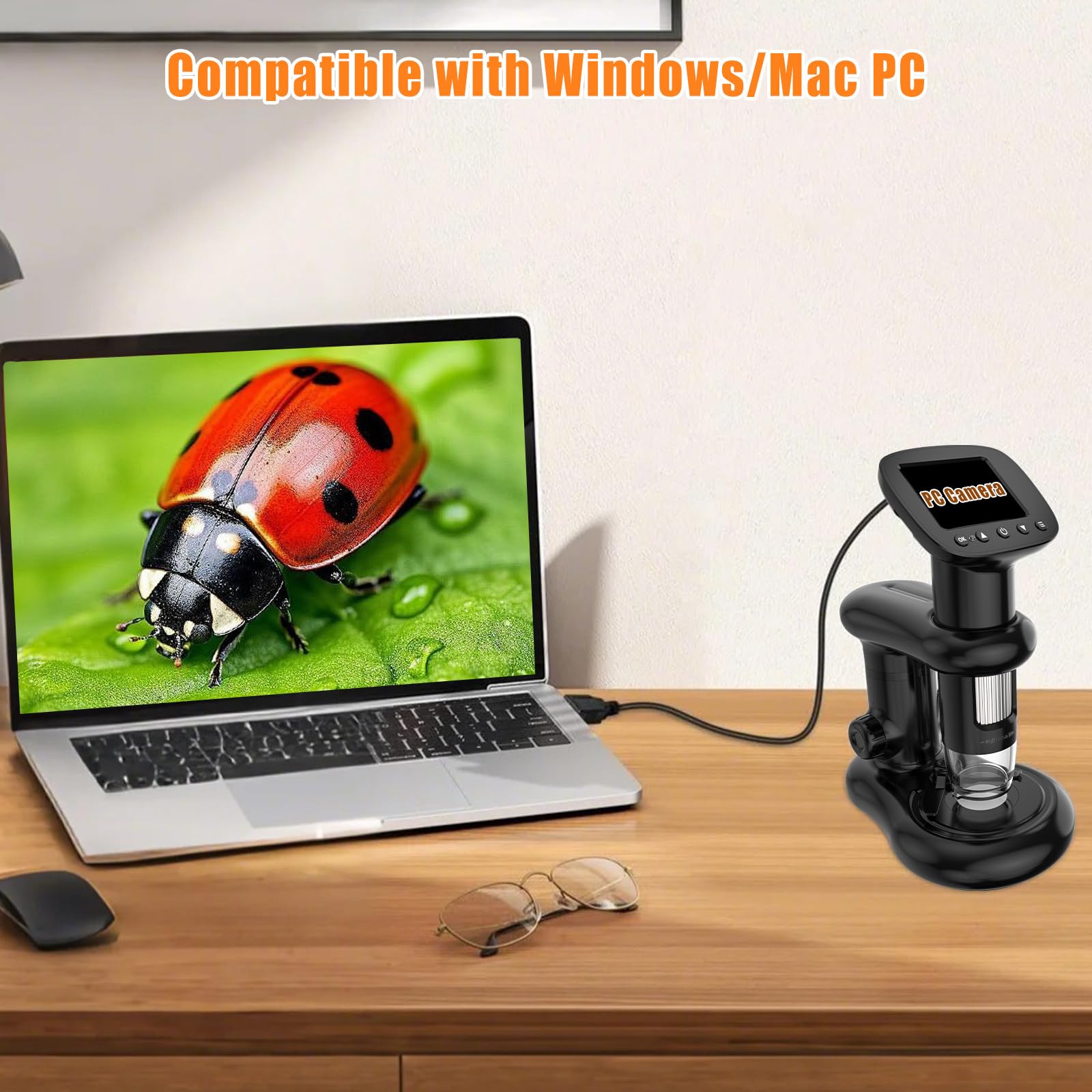 Microscopio digital con pantalla de 2 pulgadas para adultos y niños, lupa de monedas con luz y soporte estable, lupa de microscopio aficionado 100X, lupa de bolsillo para coleccionistas