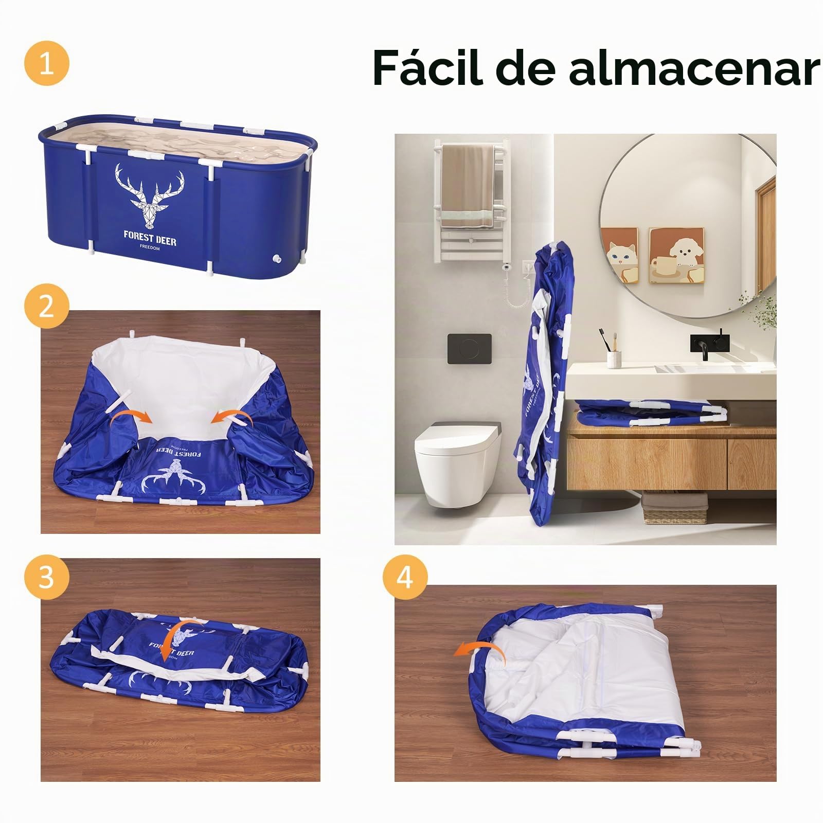 Bañera Plegable para Adultos,bañera de hidromasaje de pie independiente, bañera gruesa de múltiples capas para interior y exterior, spa caliente, 115 x 60cm (Alce)