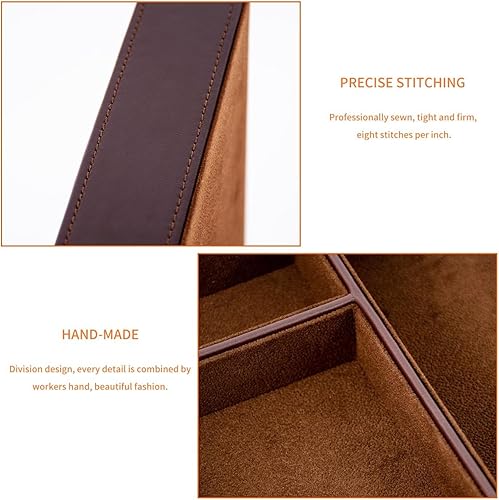 Miniatura 4 de Bandeja de valet para hombre, para mesita de noche, mesita de noche y mesa de entrada, bandeja de cuero sintético para teléfono, reloj, gafas,