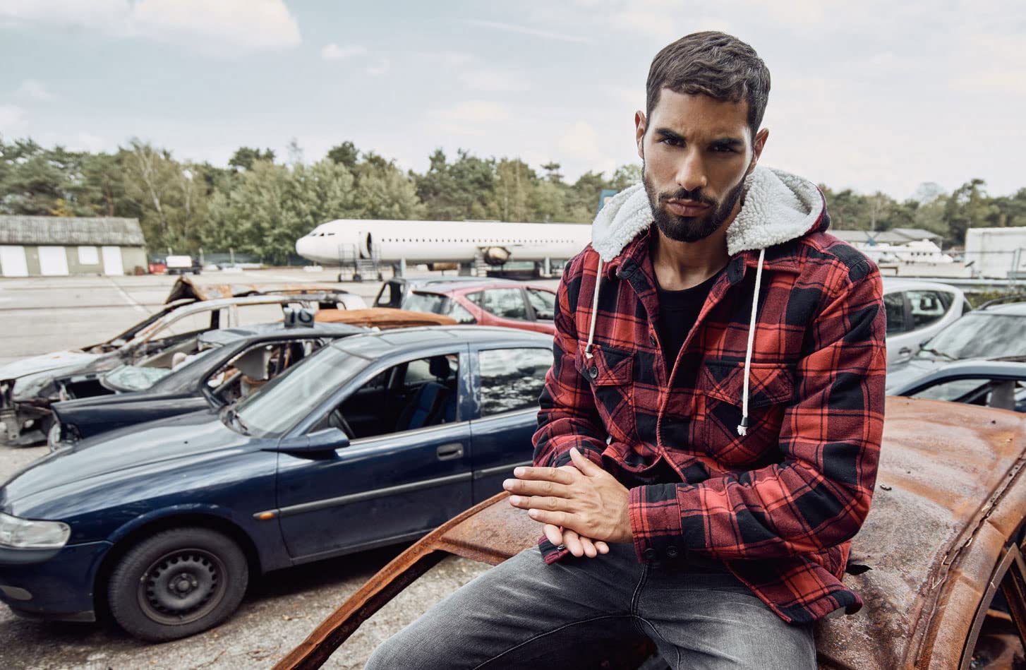 Brandit Kurtka polarowa z kapturem Mężczyźni Kurtka Lumberjacket Hooded