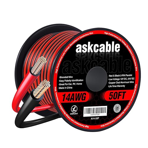 Askcable Cable de cable eléctrico calibre 14 50 pies, cable de extensión de alambre flexible de 14 AWG de cobre revestido de cobre, alambre de cobre disponible en Yaxa Venezuela