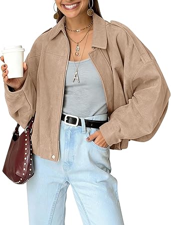 Faux Suede Bomber Jacket