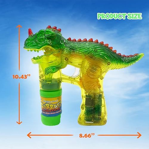 Miniatura 3 de Haktoys Jurassic - Disparador de pistola de burbujas con luz de dinosaurio (paquete de 2) luces, botellas de repuesto adicionales, sin sonido
