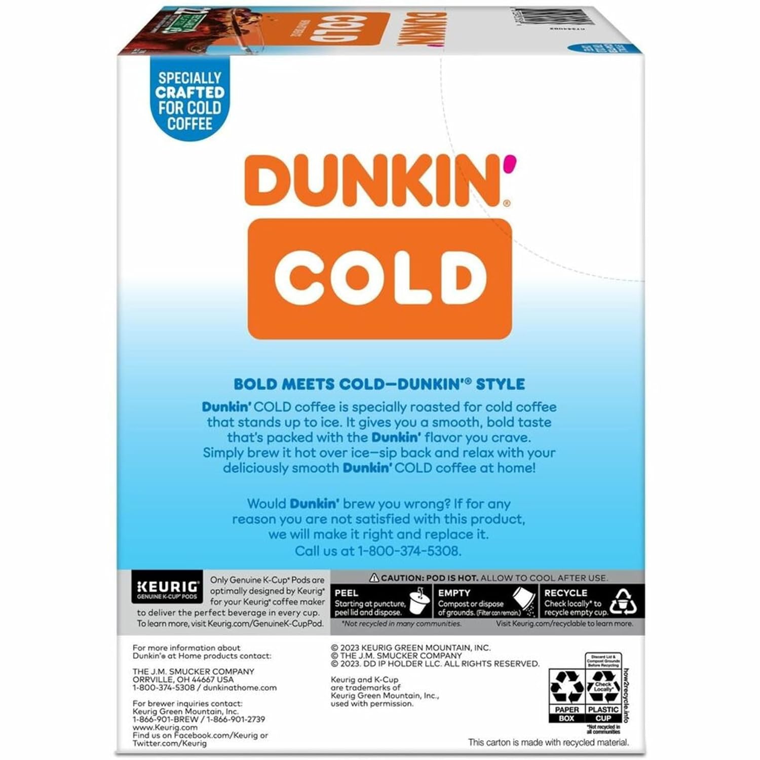 Dunkin' Brew K-Cup, Pod Over Ice, Keurig Single Serve K-Cup Pods, 22 Count - Smooth - K-Cup, Pod - Roasted, Arabica - Kosher - 22 / Pack