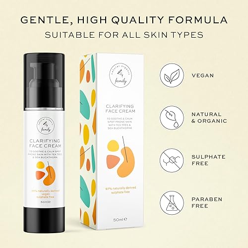 Miniatura 2 de Crema facial para adolescentes y niños - Hidratante facial orgánico para piel seca - Crema facial calmante con crema hidratante de árbol de té -