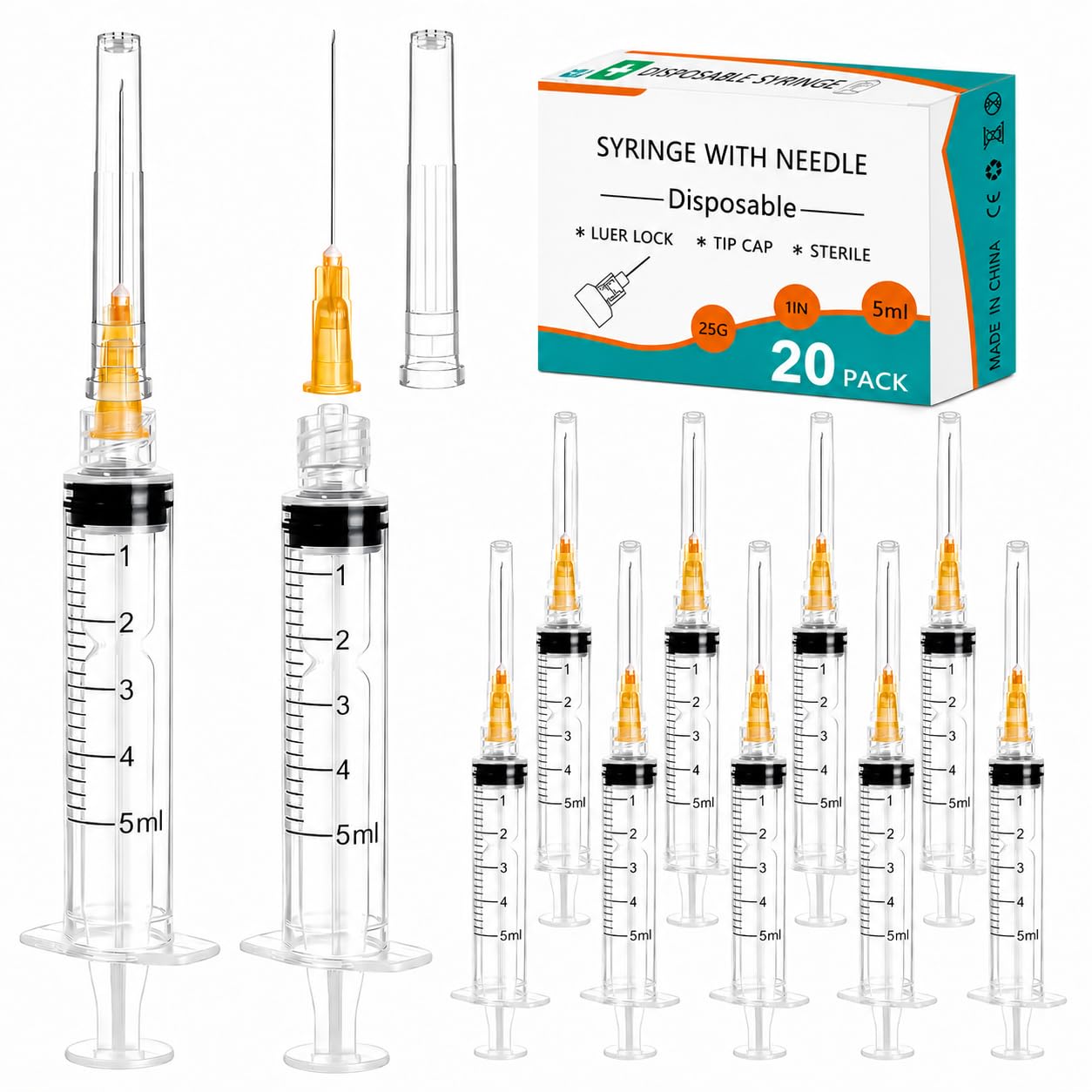 5ml Syringes with Needles - 50 Pack -10