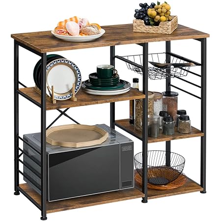 sogesfurniture Küchenregal Mikrowellenhalter, 3+3 Ablage Bäcker Regal