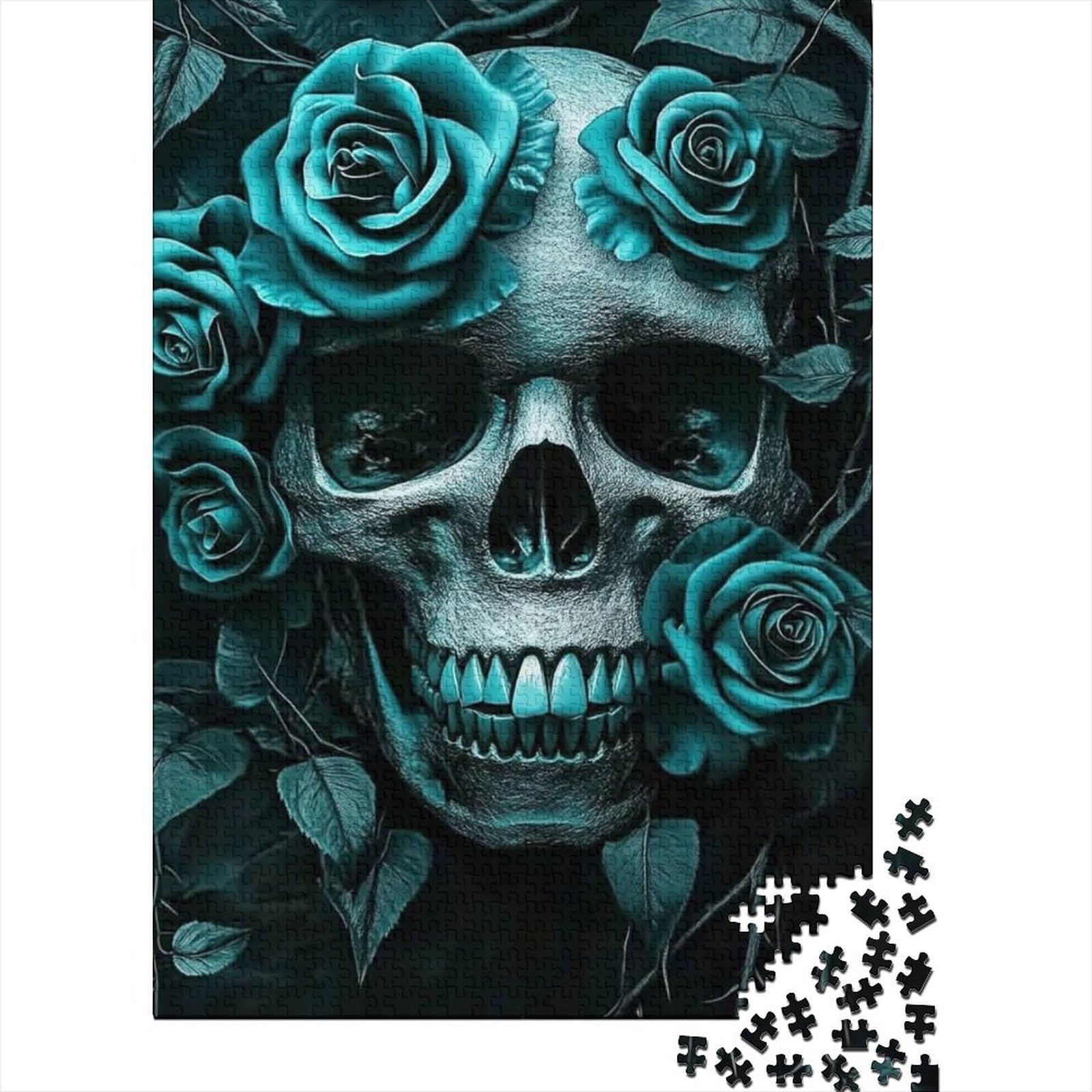 Skull 1000 Piece Jigsaw Puzzle Paper Adult Rose Jigsaw Puzzle for Adults Relaxing 59 nan