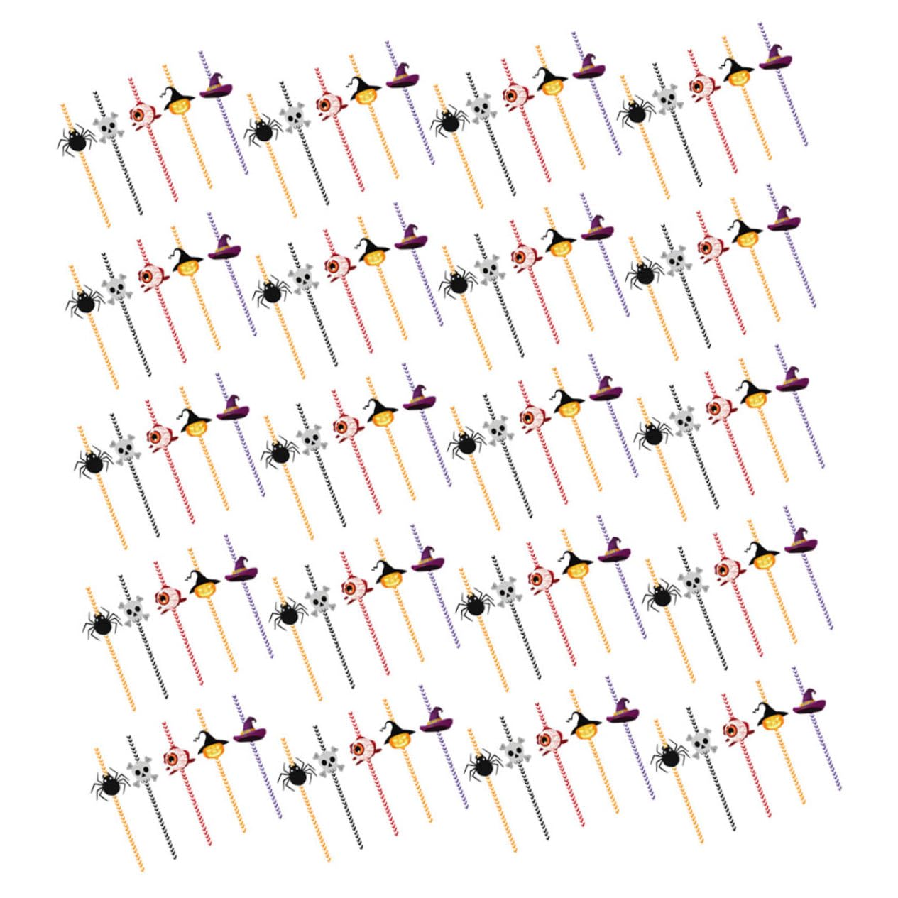 VICASKY 2 Sätze Teiliges Halloween Trinkhalm aus Papier mit Spider Skelett Kürbis Hexenhut Motiven Glatte Sichere Strohhalme für Getränke Cocktails Partydekoration Geeignet für Bars