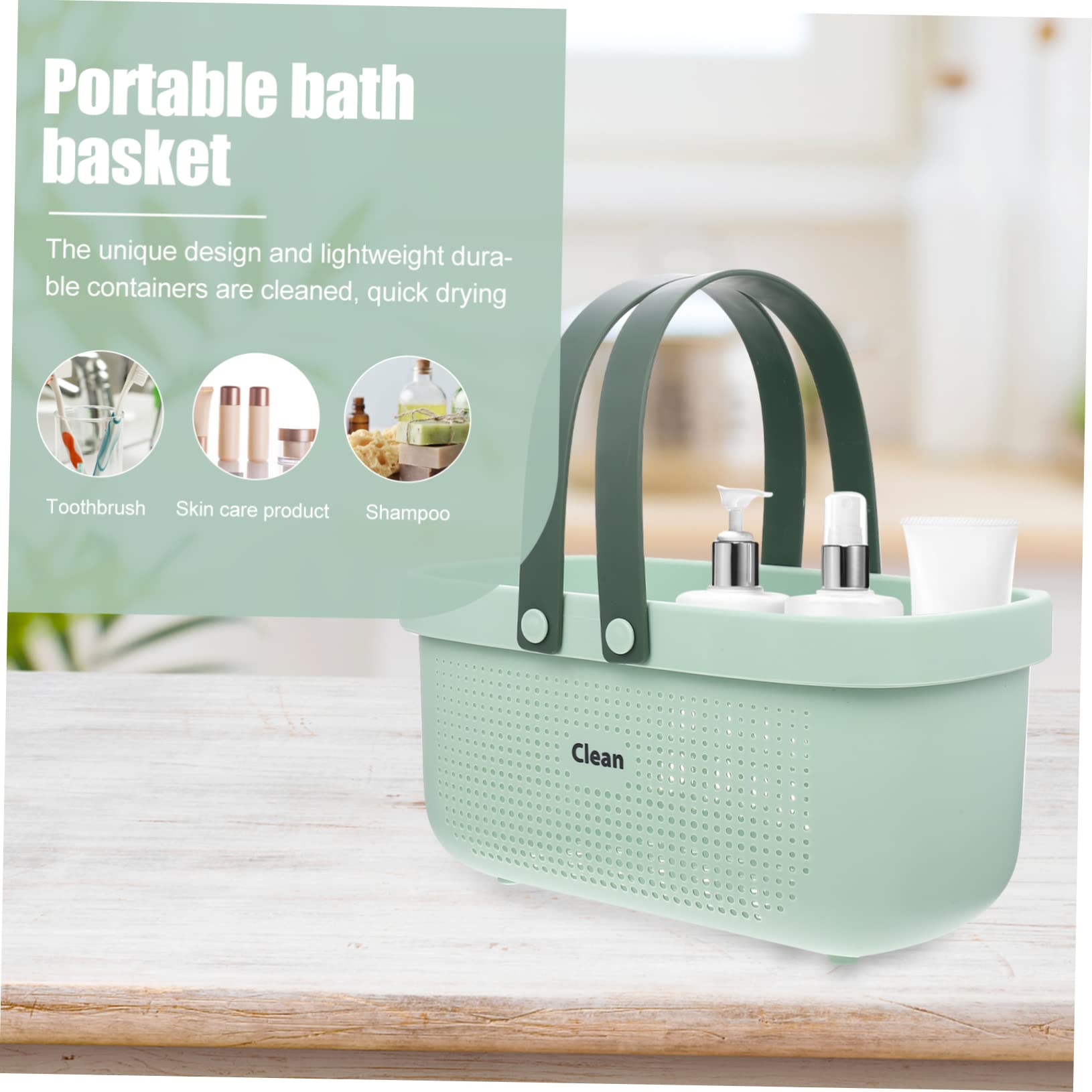FOMIYES Cesta Portátiles Baño Diseño Hueco de Gran Capacidad y Asas Ligera Organizar para Productos de Limpieza en Cocina Dormitorio y Ducha