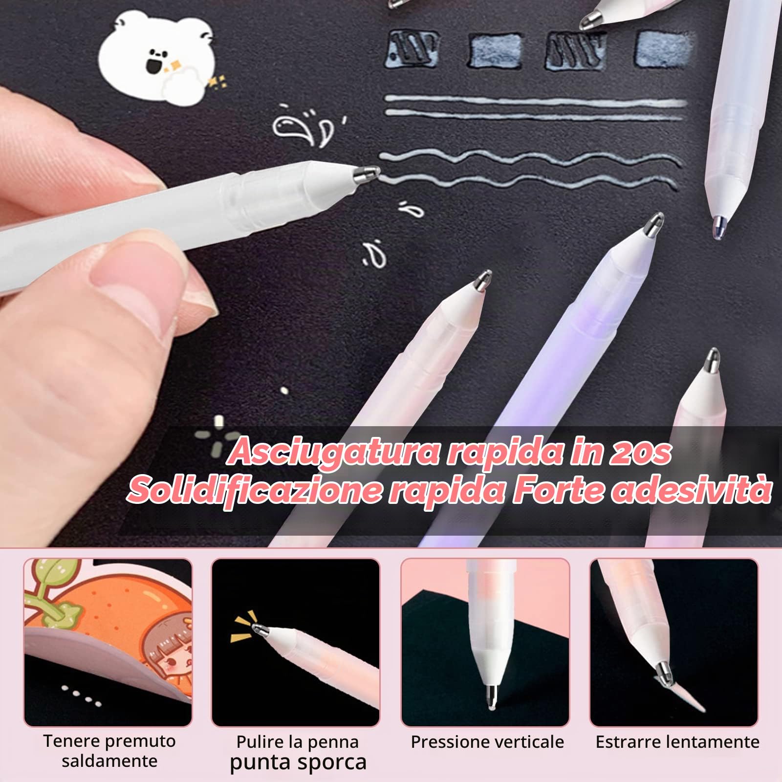 25 Pcs Penna Colla Adesiva Scrapbook Quick Dry Istantanea Sottile Colorata Per Progetti Artistici Scrapbooking Manuale Fai Da Te Card Making