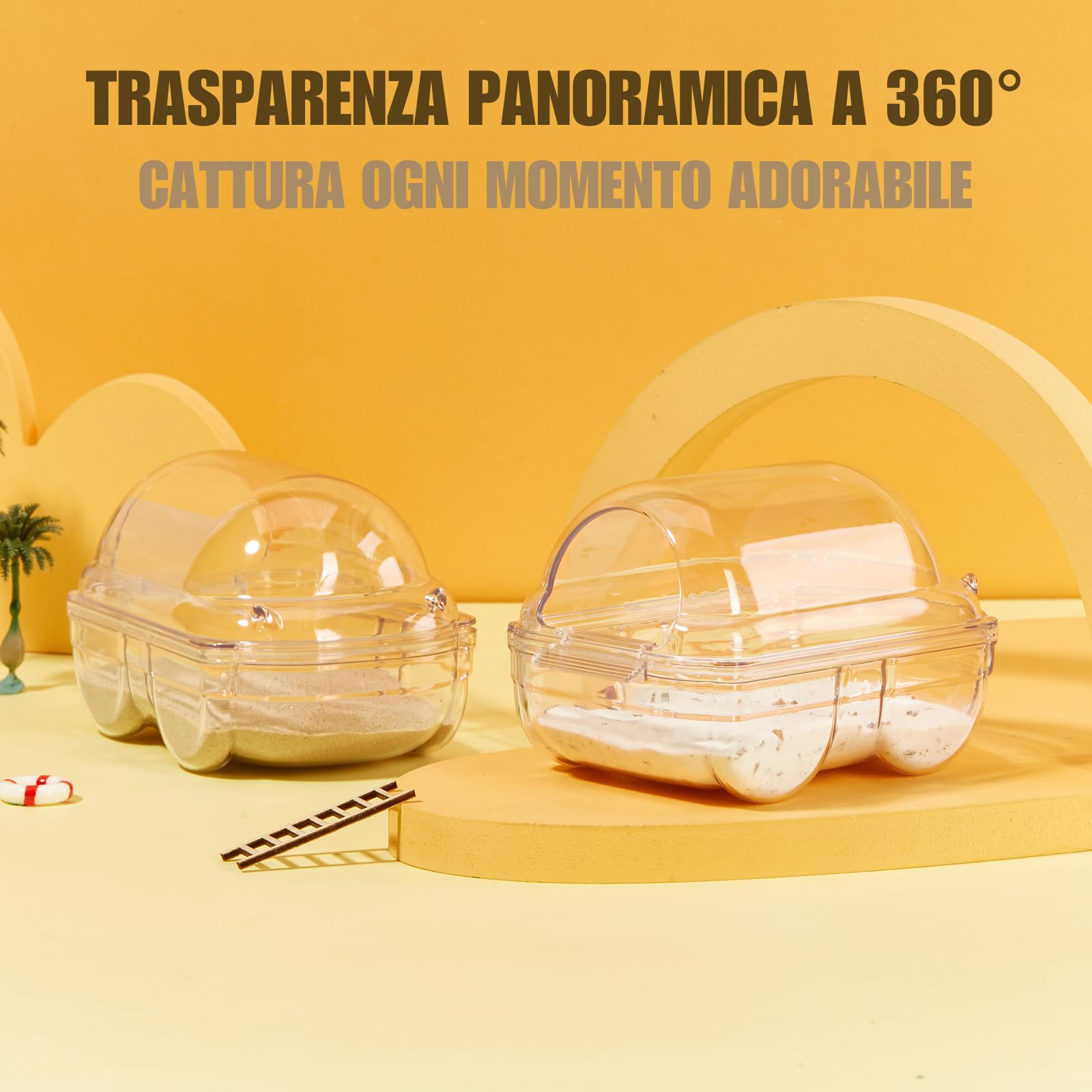 Criceto Sabbia Bagno, Toilette Trasparente per Criceti Contenitore per Bagno di Sabbia per Criceti Gerbilli Ratti (S)