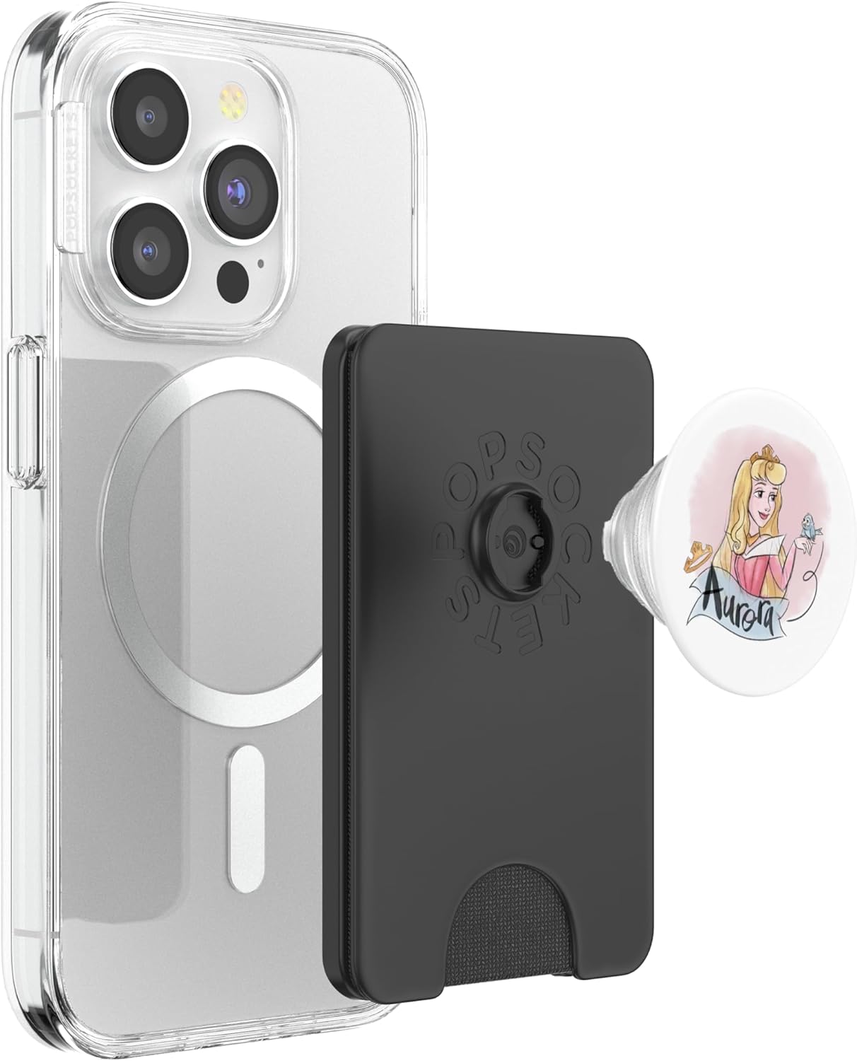 Disney Sleeping Beauty Princess Aurora with Pink Background PopSockets PopWallet for MagSafe
