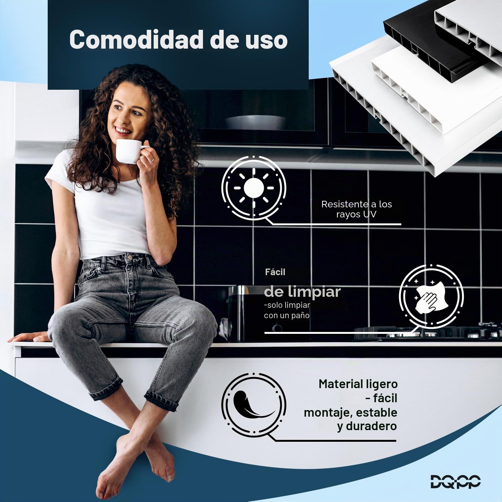 DQ-PP Zócalo de Aluminio Cepillado y Plástico para Cocina Empotrada - 1,5 m, 150 mm - Rodapiés y Perfil de Zócalo