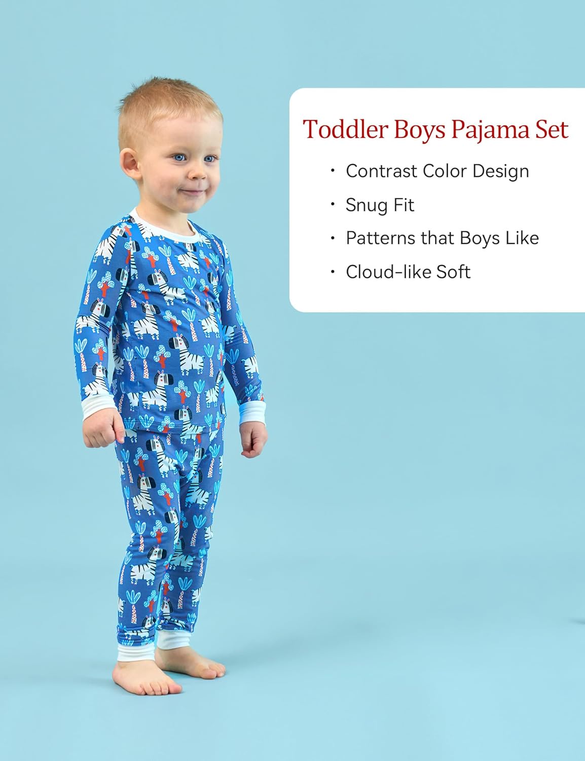 Bamboo-derived Viscose Toddler Boys' Sleepwear Long Sleeve 2 Pieces Boys' Pajama Sets - Image 2
