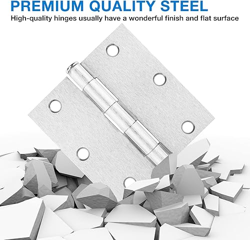 Miniatura 6 de Paquete de 18 bisagras para puerta de 3.5 pulgadas, níquel satinadocepillado, bisagras interiores de 3 " para puertas, bisagras cuadradas de 8,9 x