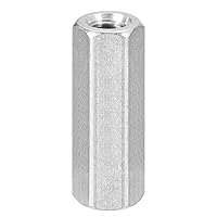Vista 12 de uxcell Tuercas de acoplamiento M16 x 2 pasos, 1.575 in de longitud, 1 tuerca de acoplamiento métrica de acero inoxidable 304