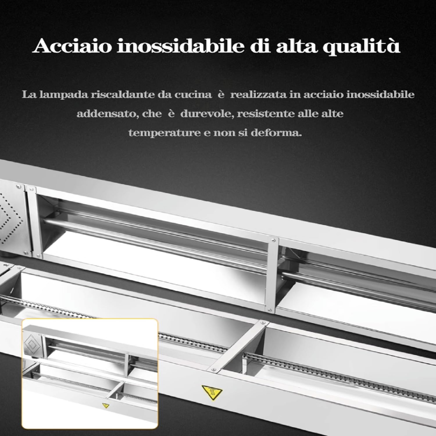 Lampada Riscaldante per Alimenti, Lampade Scaldavivande Cucina Sospeso, Lampade Riscaldanti per Cucina a Buffet Temperatura Regolabile 30-85°C per Ristoranti, Cucine, Hotel (1 Pezzo, 90 * 15 * 6,5cm)