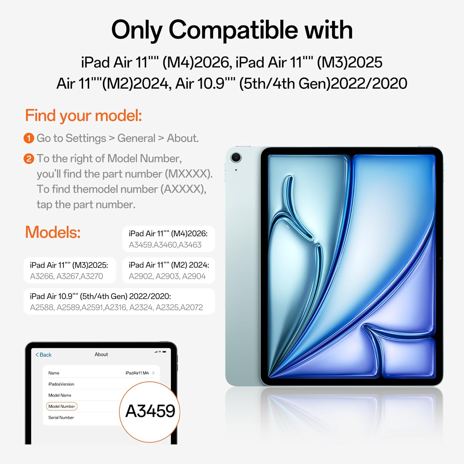 Case for iPad Air 11 Inch M4/M3/M2 (2026/2025/2024), iPad Air 5th/4th Gen (2022/2020),Strong Magnetic adsorption,Slim Trifold Stand Case,Four-Corner Protectiv,Auto Wake and Sleep (Black)