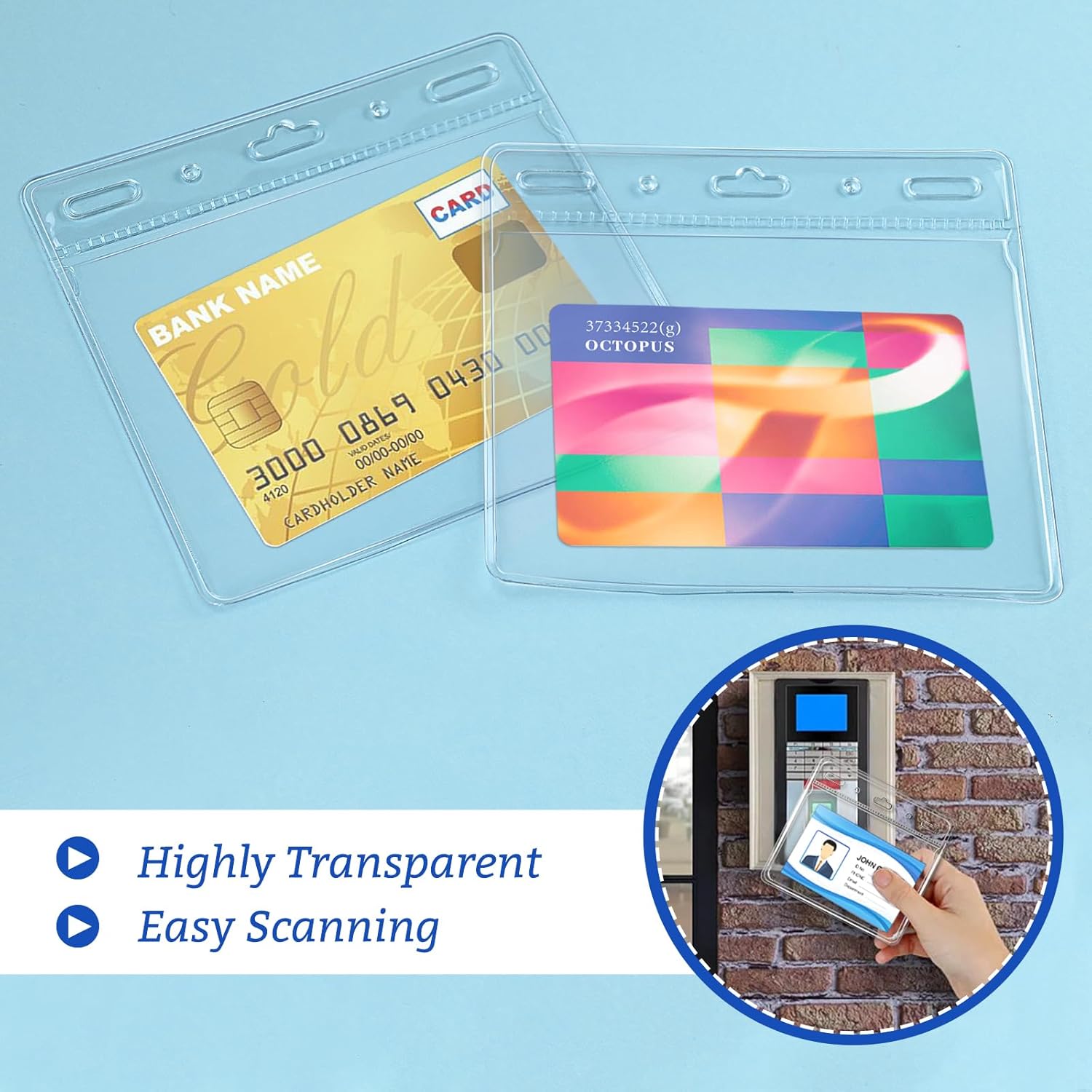 100 Pcs Card Protector ID Name Badge Holder 4 x 3 Inches Clear Plastic Horizontal No Zipper ID Card Holder - Image 6