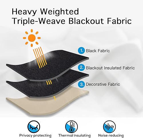 Miniatura 9 de Cortinas opacas de 63 pulgadas de largo, cortinas de ventana con aislamiento térmico y eficiencia energética para habitación de invitados, paneles