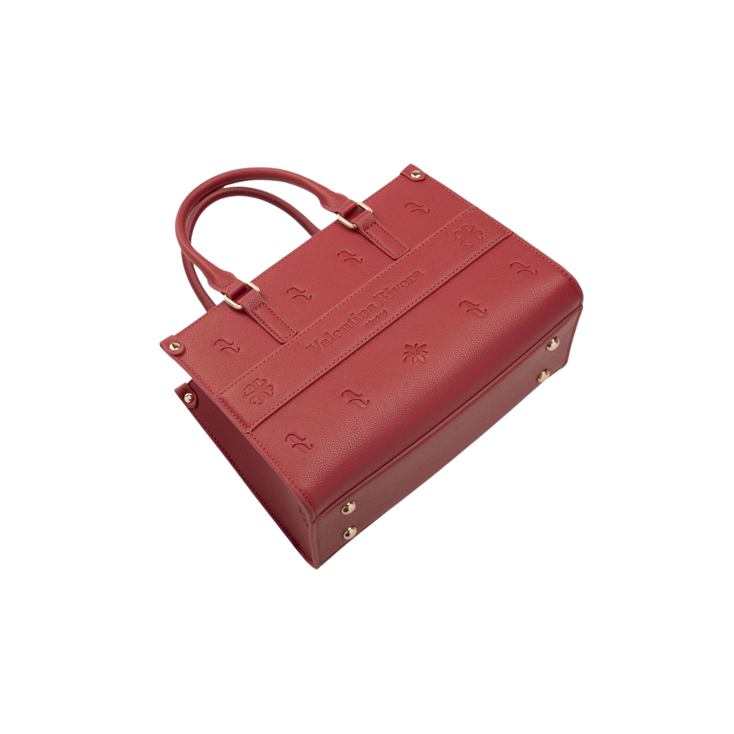 Valentina Rivera Carlotta en Rojo Madrid - Bolso para Mujer - Bolso de Mano Estructurado de Piel Vegana con Doble Correa Intercambiable, Bandolera y Cadena Dorada Elegante.