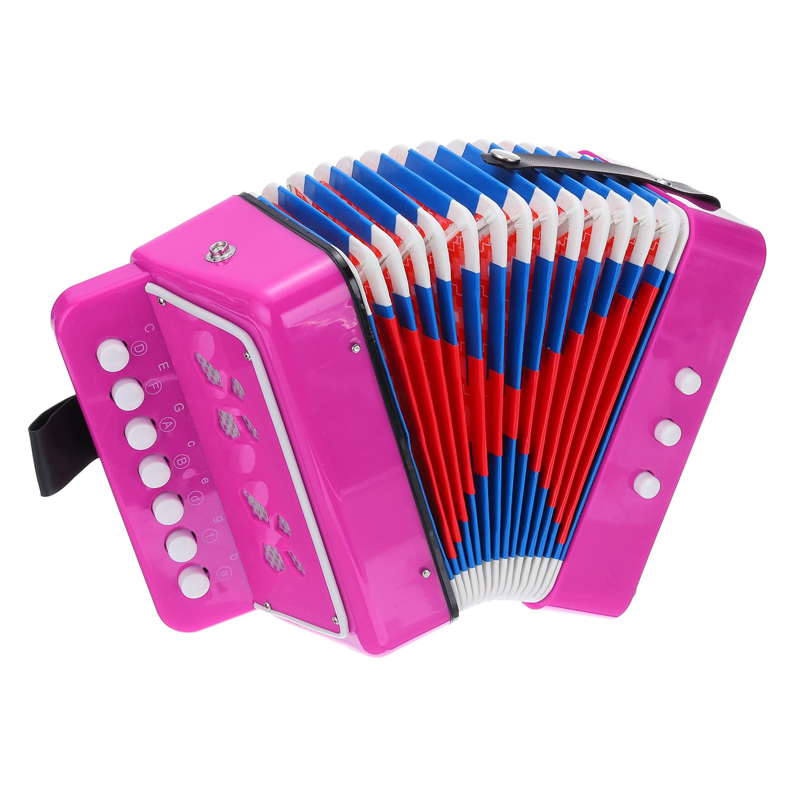 QUARKZMAN Accordéon 10 Touches Mini Instrument de Musique Cadeaux pour Adultes Débutants Éducatif, Rouge Rose