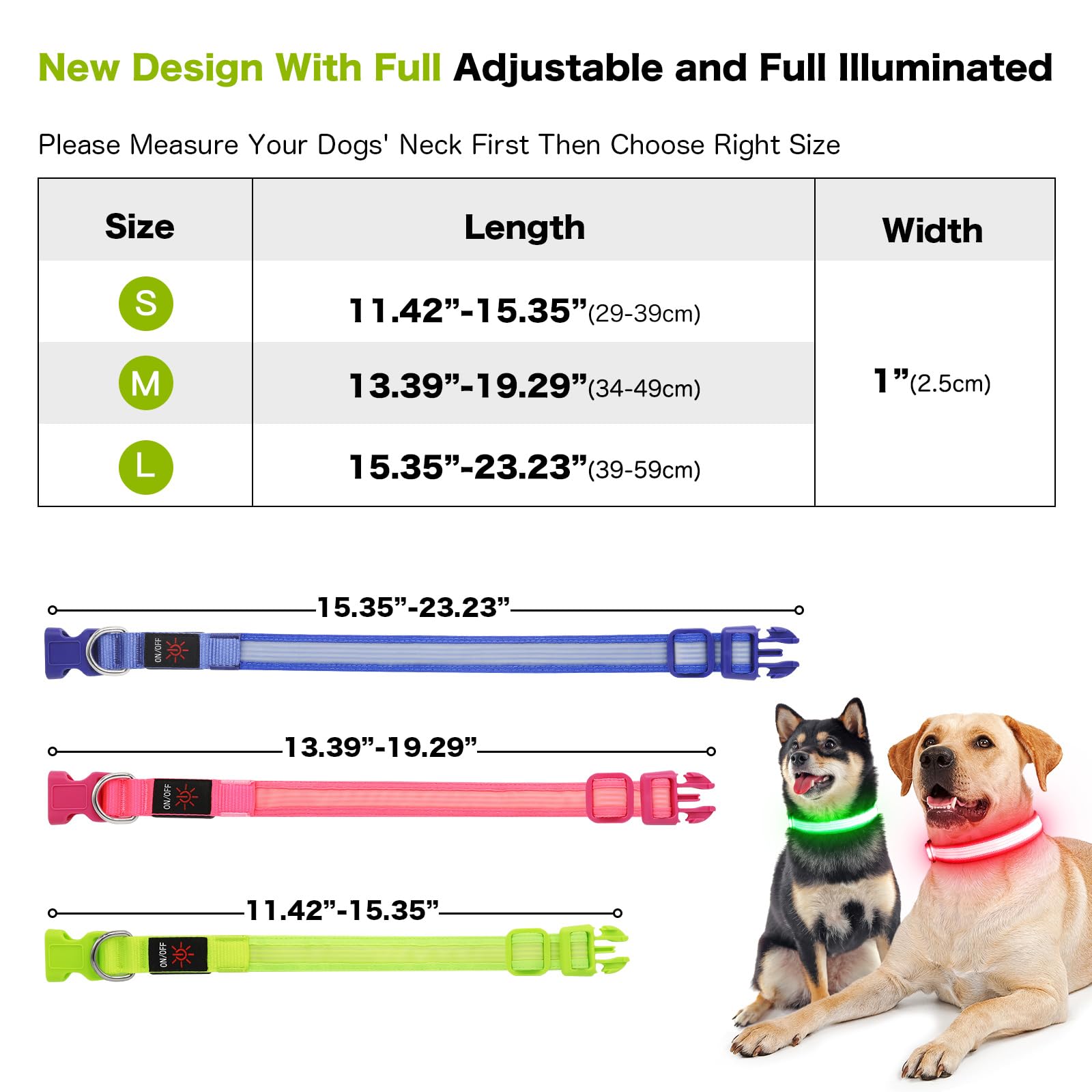 YFbrite Light up Dog Collar, USB Rechargeable LED Pet Collar, Flashing Night Visibility Neckwear - Image 4
