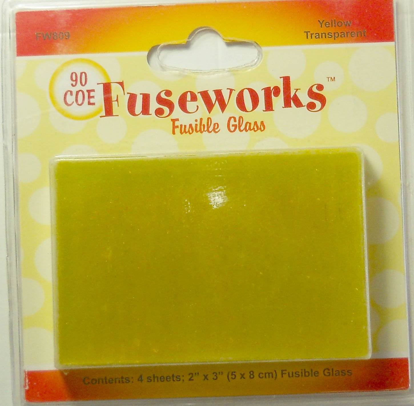 Transparent 90 COE Fusible 2-Inch-by-3-Inch Glass, Yellow, 4-Pack-picture-20