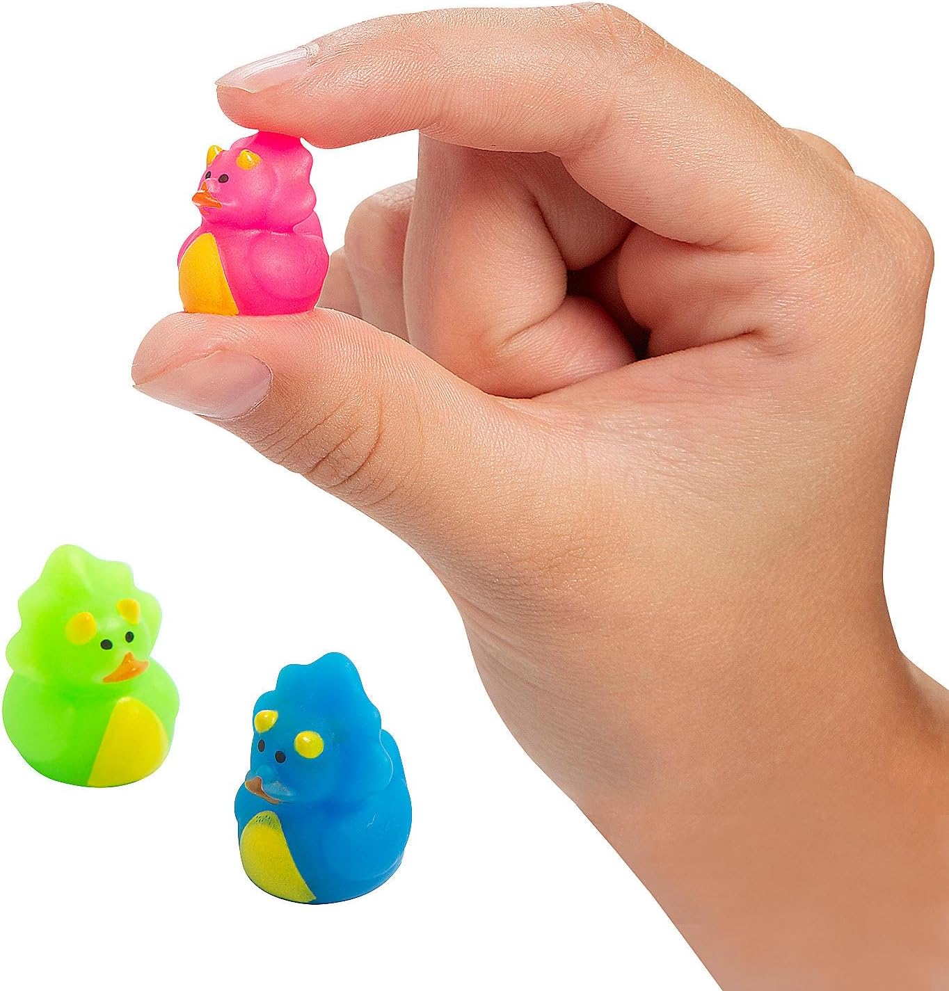 Fun Express 3/4" Micro Brightly Colored Dinosaur Rubber Ducks - 24 Pieces