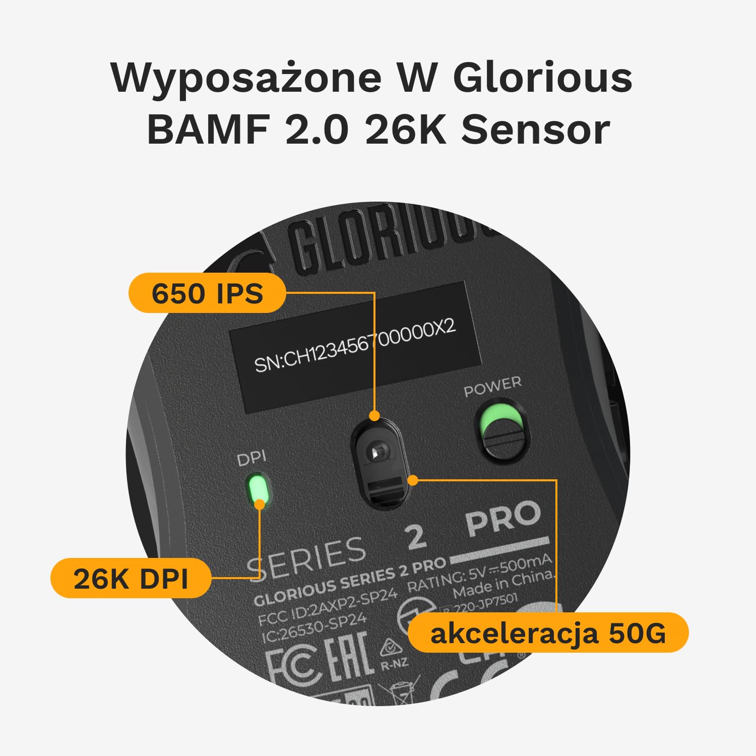 GLORIOUS Gaming Series 2 PRO mysz gamingowa - 55g. częst. odpyt. 8K, czujnik 26K, optyczne przełączniki, mysz e-sportowa dla PC, Ster. palcami/dłonią - Czarna - 2.4 GHz Wireless