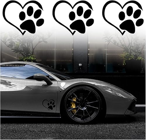 Miniatura 7 de Calcomanía de vinilo de corazón de perro con diseño de pata de perro, paquete de 3 calcomanías con estampado de patas de cachorro para ventana de