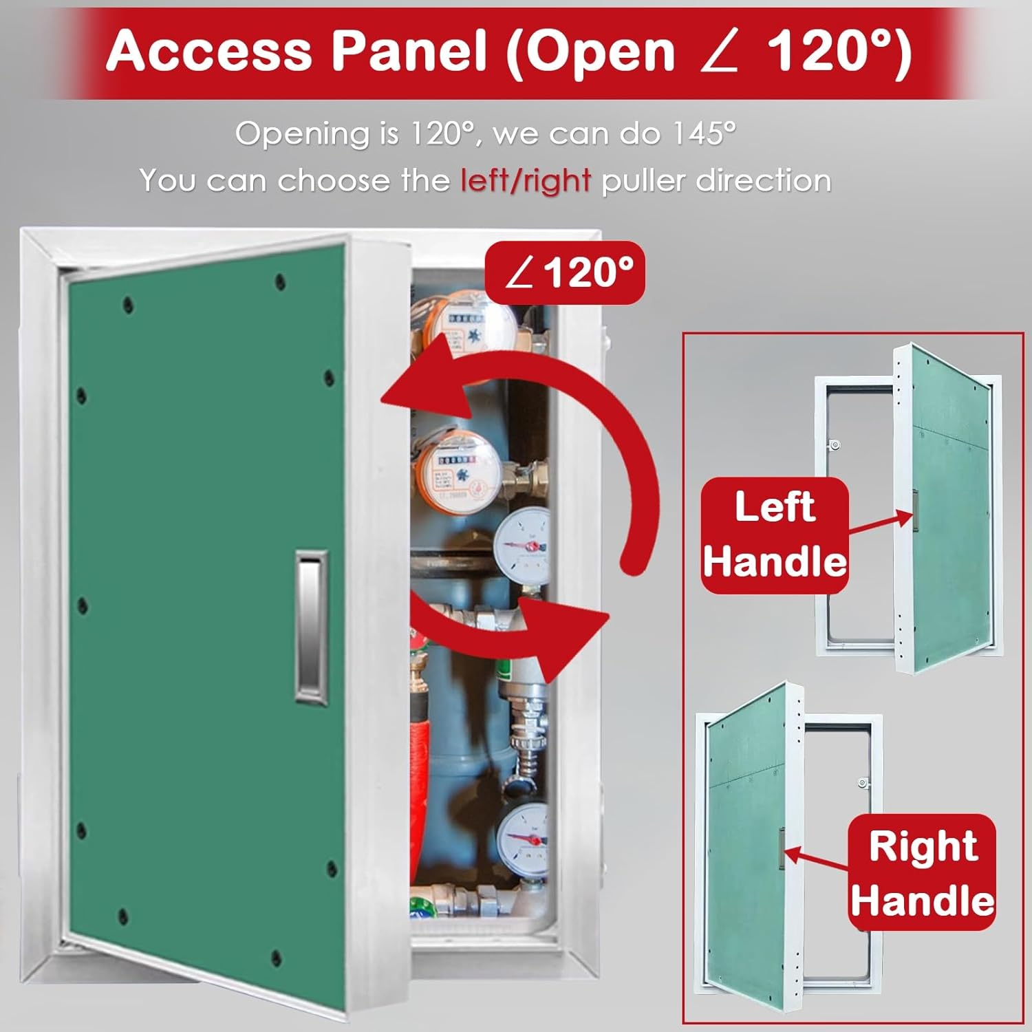 Invisible Plumbing Access Panel/ Drywall Inspection Plate Hatch, Large Concealed Plaster Board Access Panel for Alarm Electrical Service, Wide 12" 14" 16" 18" 20" 24" 30" 32" 36" 48", w/ Handle(12inx6