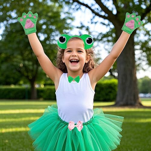 Miniatura 2 de Kirei Sui Kids Animal Costume Green Frog Tutu Ear Headband Bow Tie Tail Paws