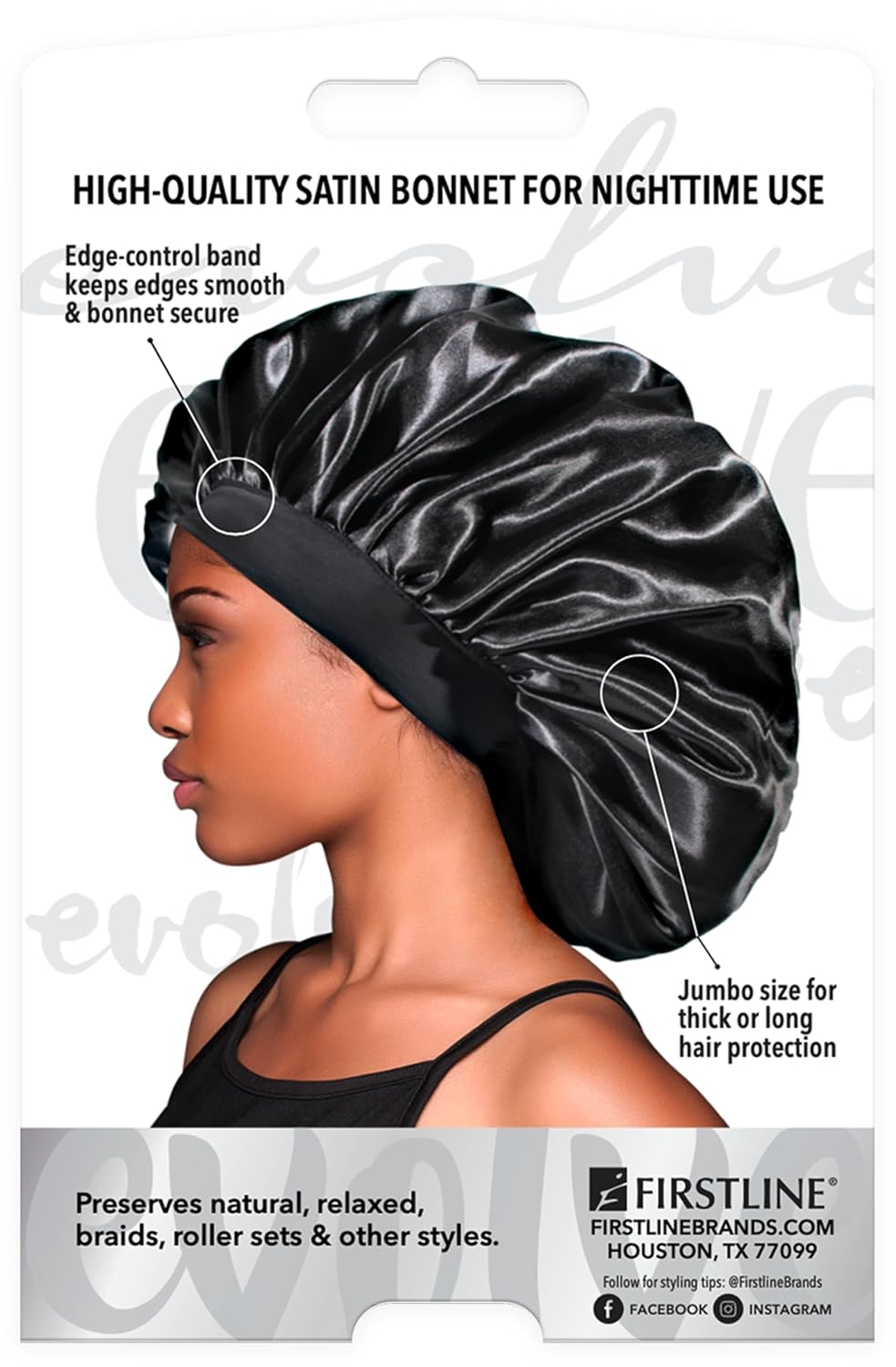 Evolve Satin Jumbo Wide Edge Bonnet | Premium satin jumbo bonnet designed for comfortable nighttime wear