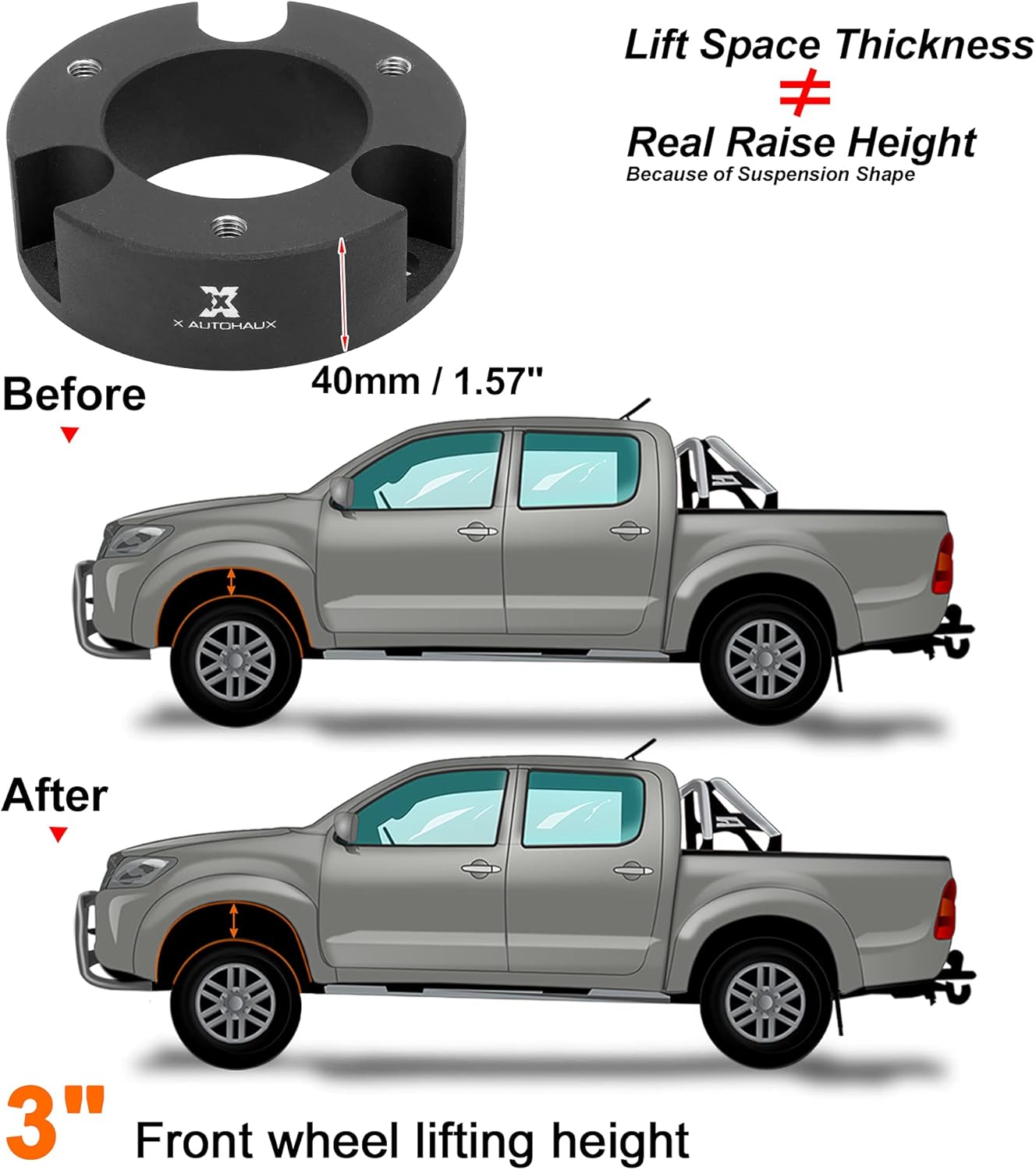 X AUTOHAUX 3 Inch Front Leveling Lift Kit Suspension Spring Strut Spacer Lift Spacers for Toyota Tundra 2WD 4WD 1999-2006