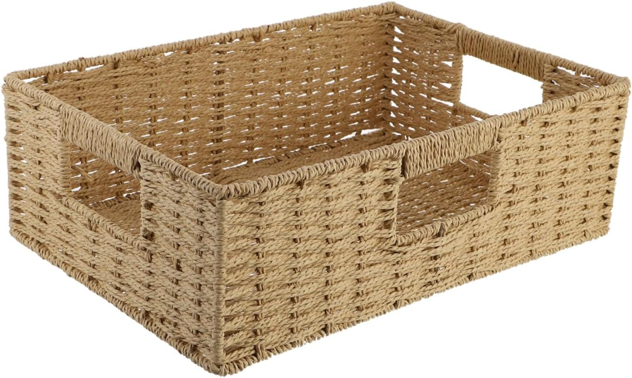 Handheld Rattan Weaving Sundries Storage Basket for Laundry Home