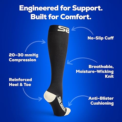 Miniatura 2 de SB SOX - Calcetines de compresión (20-30 mmHg) para hombres y mujeres - Calcetines de compresión para usar todo el día, mejoran el flujo sanguíneo